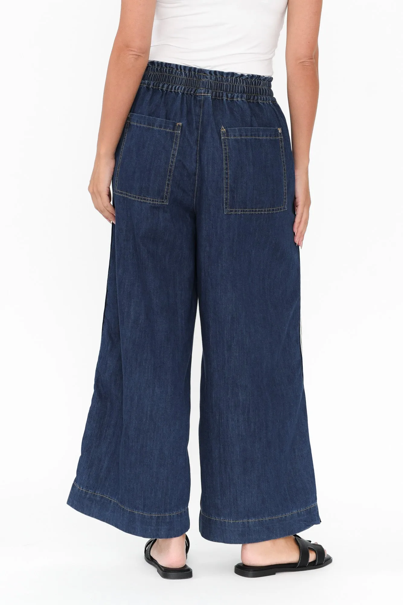 Greta Dark Denim Stripe Wide Leg Pants sold by Blue Bungalow product image thumbnail 4