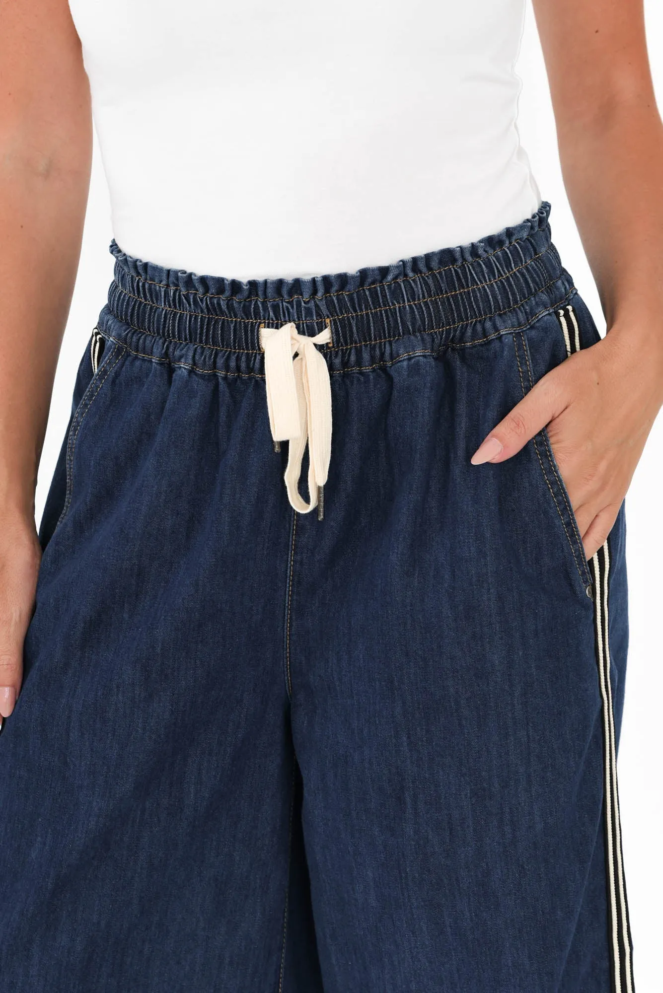 Greta Dark Denim Stripe Wide Leg Pants sold by Blue Bungalow product image thumbnail 5