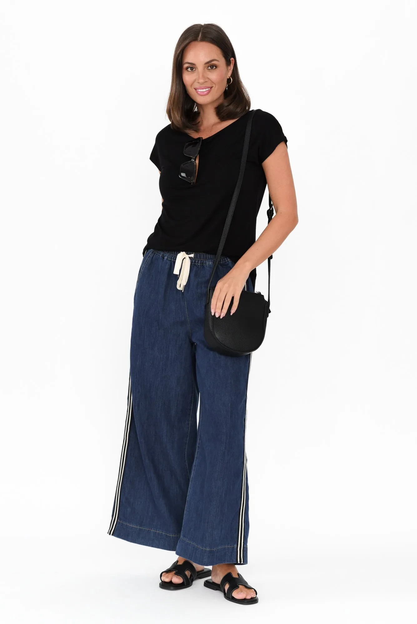 Greta Dark Denim Stripe Wide Leg Pants sold by Blue Bungalow product image thumbnail 2