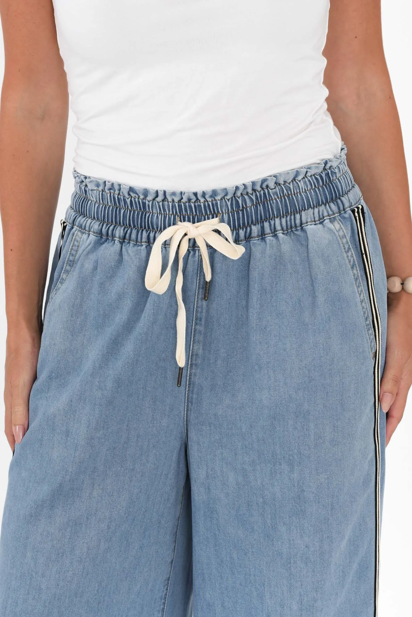 Greta Light Denim Stripe Wide Leg Pants sold by Blue Bungalow product image thumbnail 5