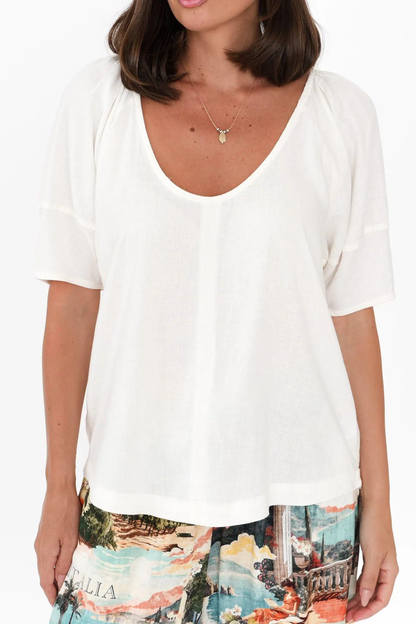 Grove White Linen Blend Top sold by Blue Bungalow product image thumbnail 5