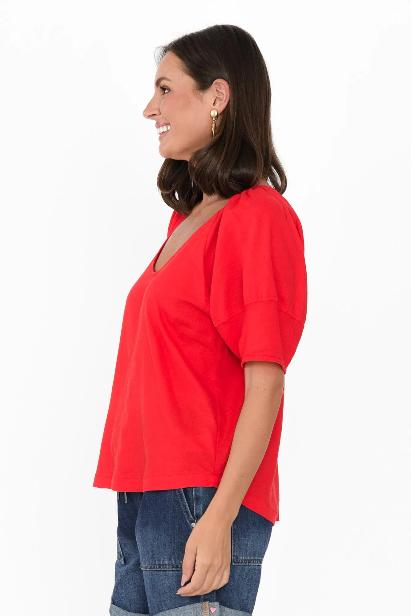 Grove Red Linen Blend Top sold by Blue Bungalow product image thumbnail 3