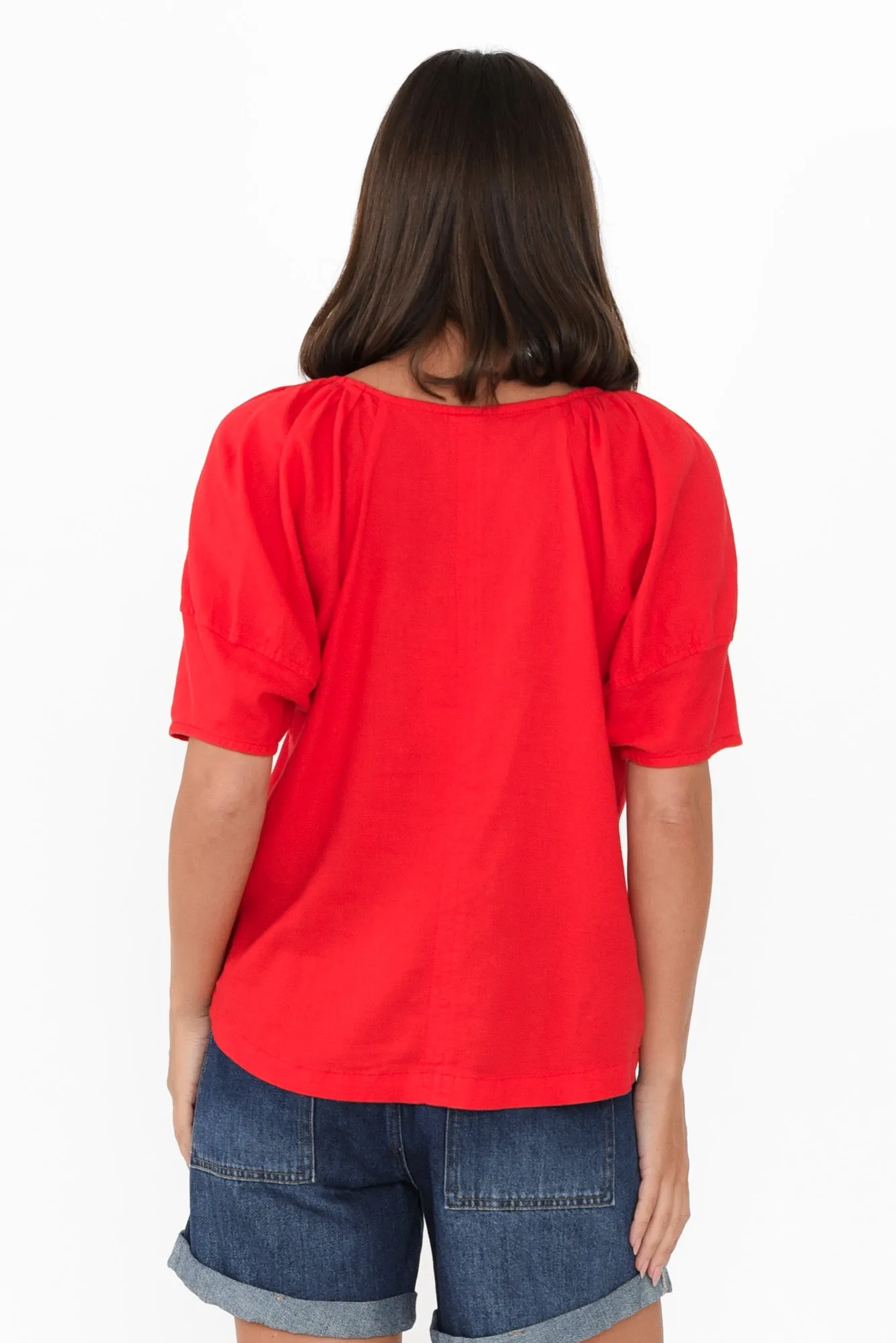 Grove Red Linen Blend Top sold by Blue Bungalow product image thumbnail 4