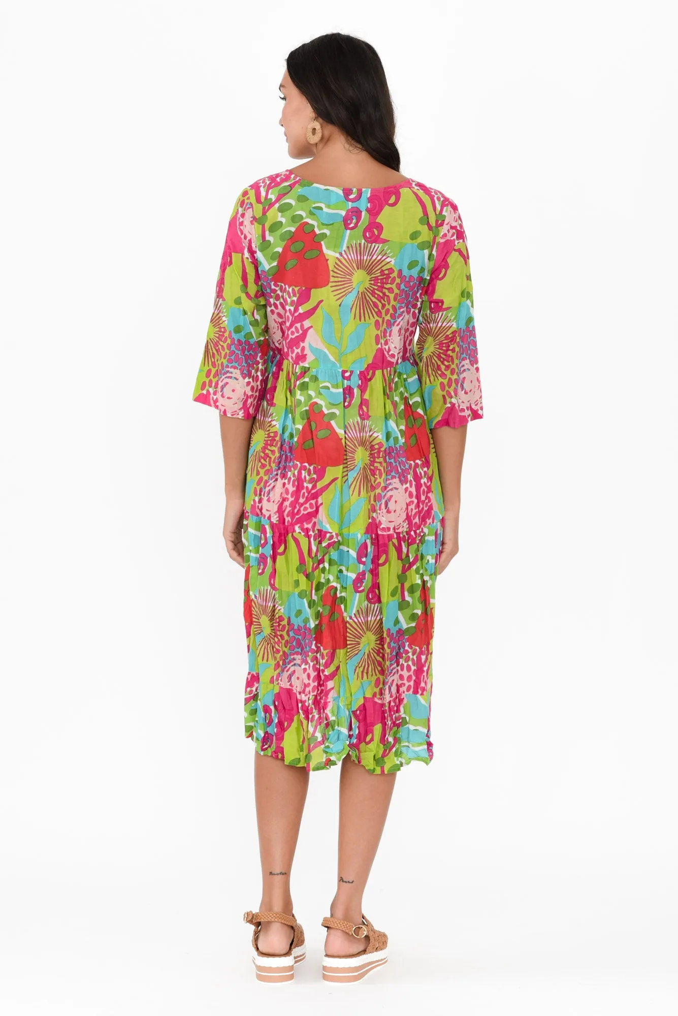 Milana Green Botanical Crinkle Cotton Dress sold by Blue Bungalow product image thumbnail 4