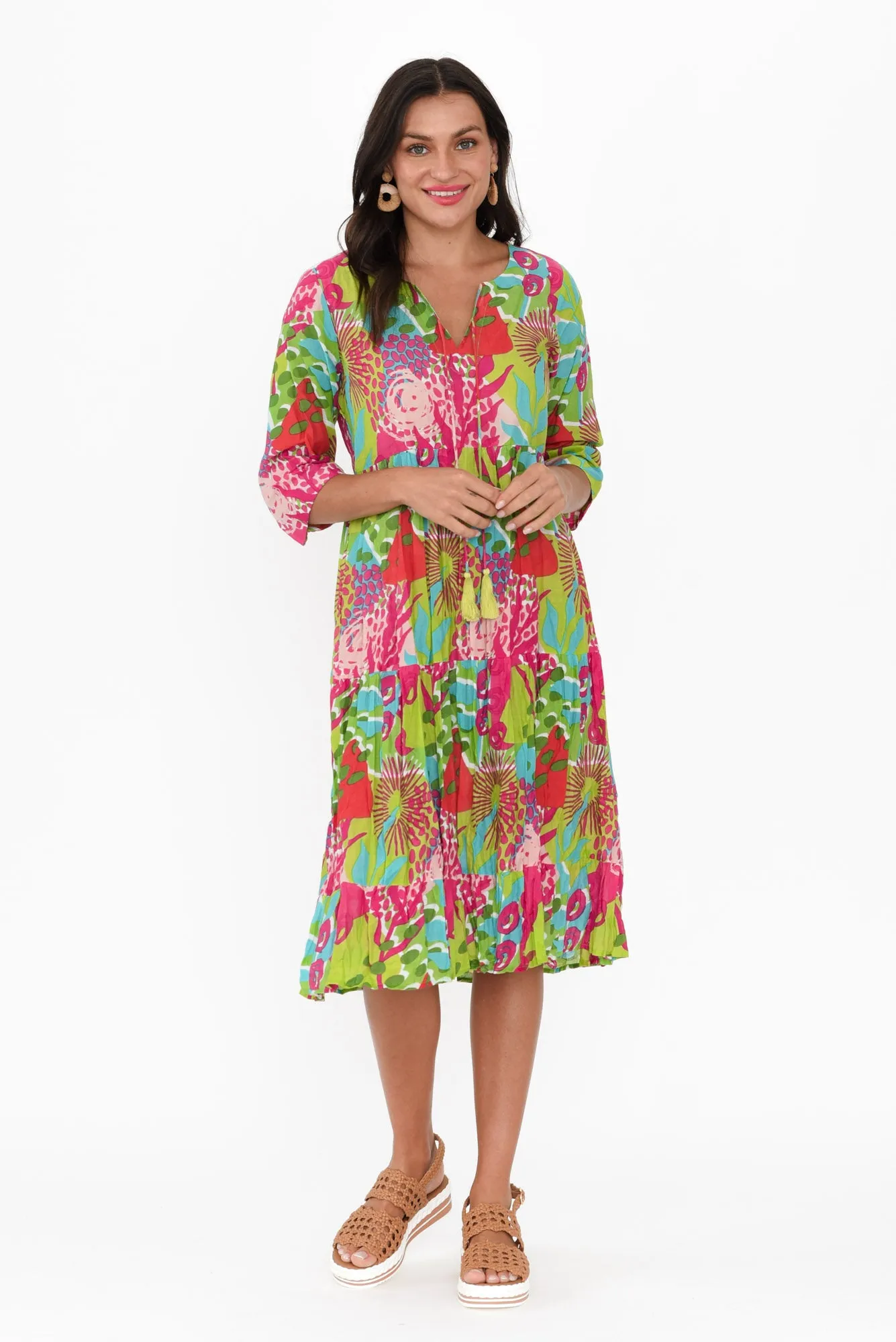 Milana Green Botanical Crinkle Cotton Dress sold by Blue Bungalow product image thumbnail 2