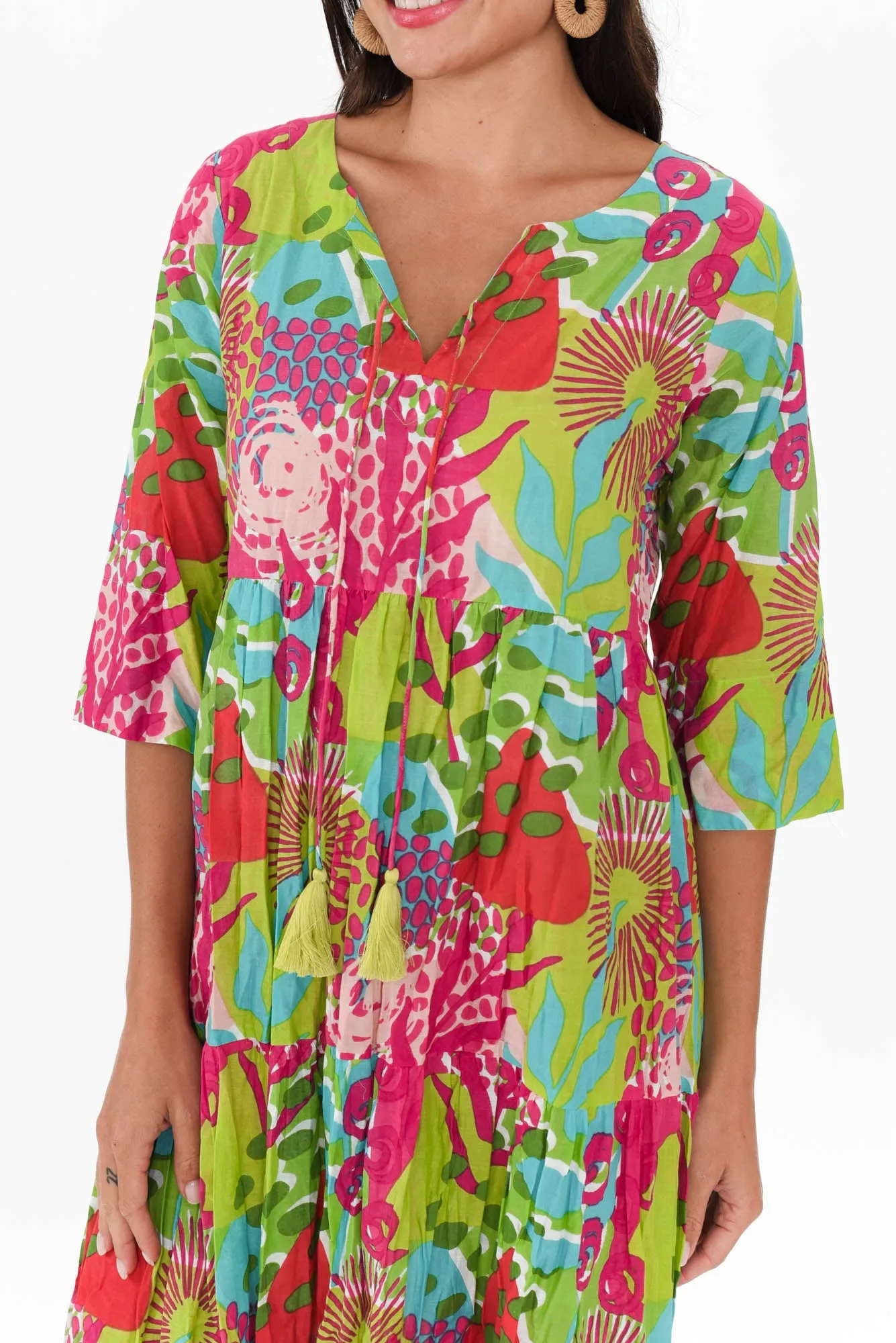 Milana Green Botanical Crinkle Cotton Dress sold by Blue Bungalow product image thumbnail 5