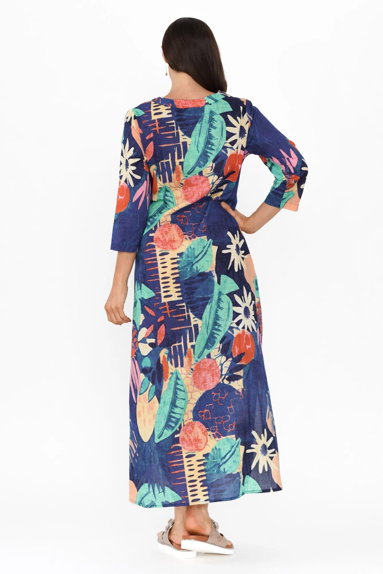 Apia Navy Geo Cotton Maxi Dress sold by Blue Bungalow product image thumbnail 4