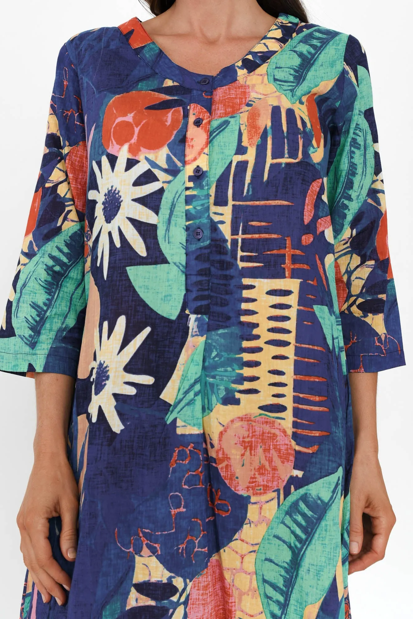 Apia Navy Geo Cotton Maxi Dress sold by Blue Bungalow product image thumbnail 5