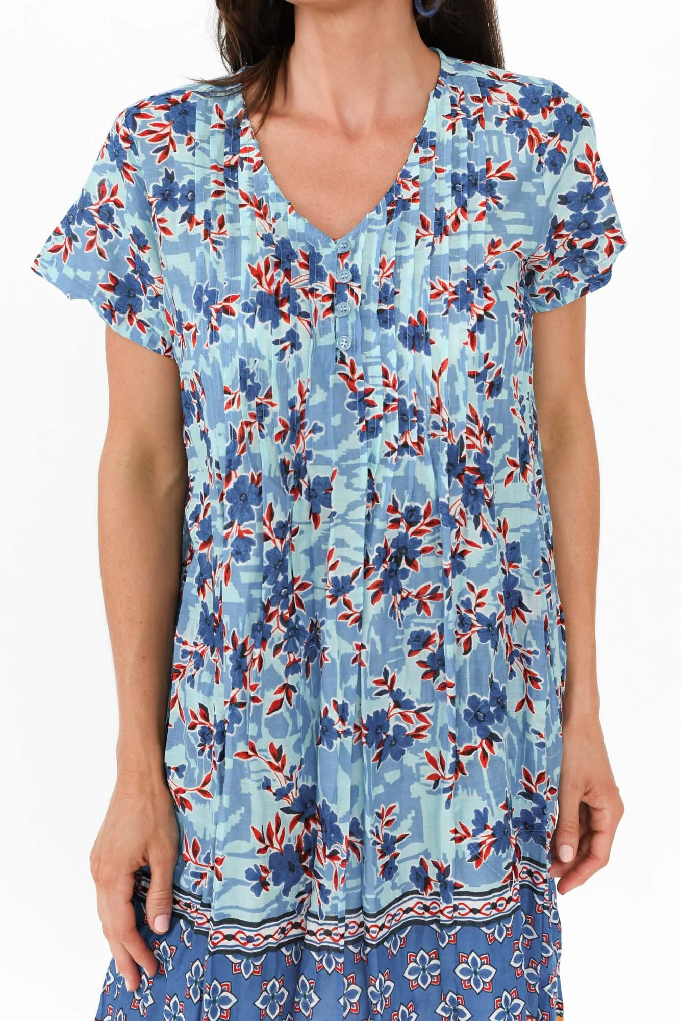 Sabina Sky Blue Bloom Crinkle Cotton Dress sold by Blue Bungalow product image thumbnail 5