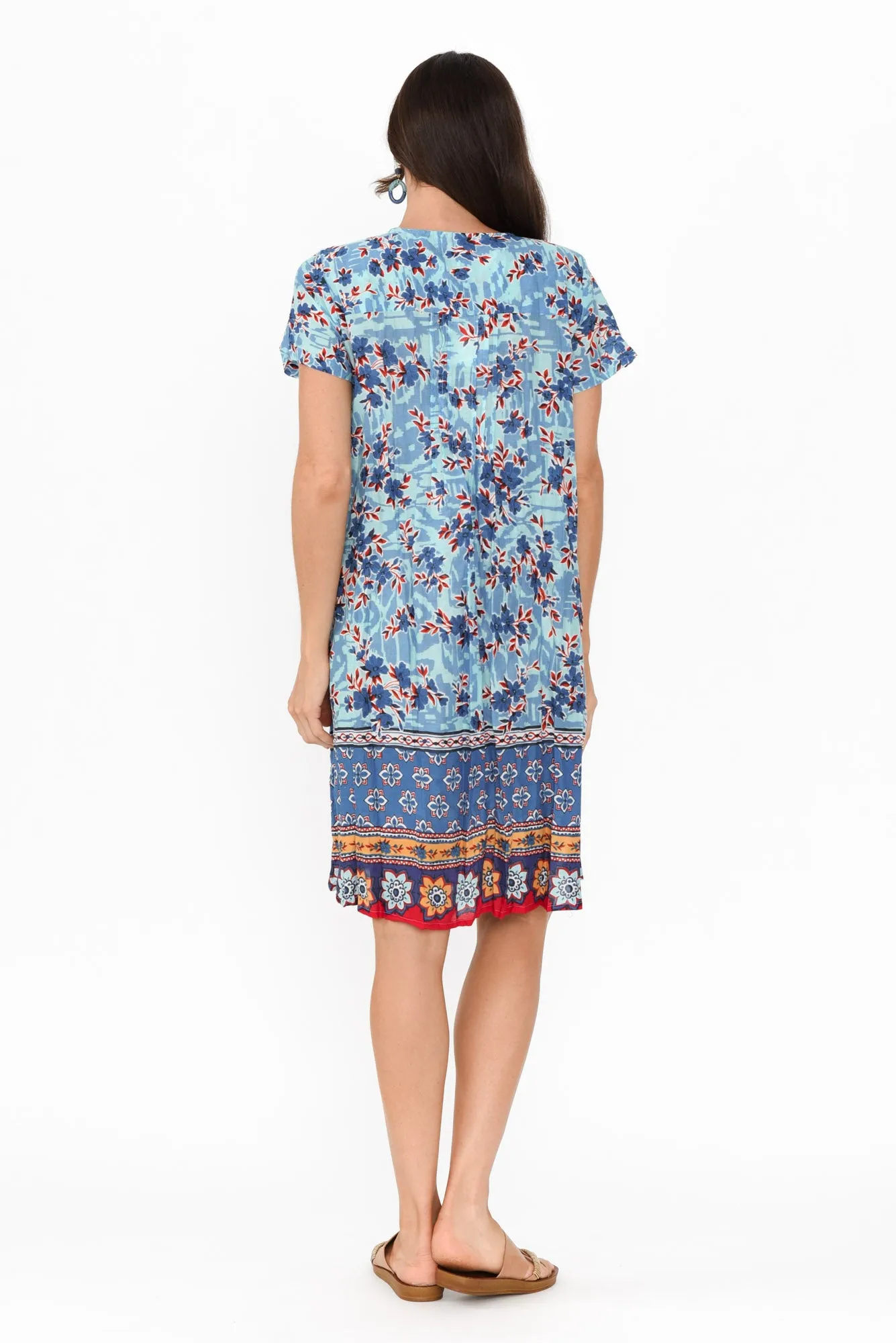 Sabina Sky Blue Bloom Crinkle Cotton Dress sold by Blue Bungalow product image thumbnail 4