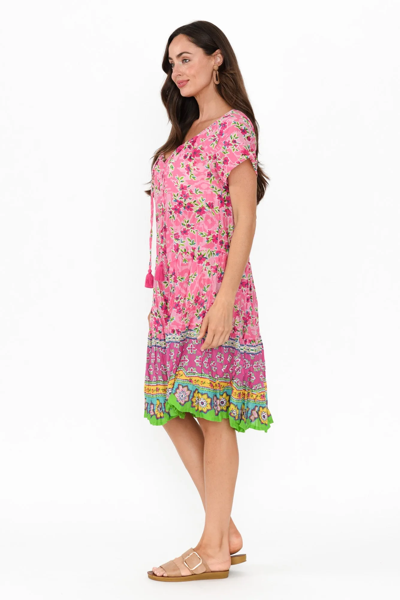 Bessie Pink Petal Cotton Tier Dress sold by Blue Bungalow product image thumbnail 3
