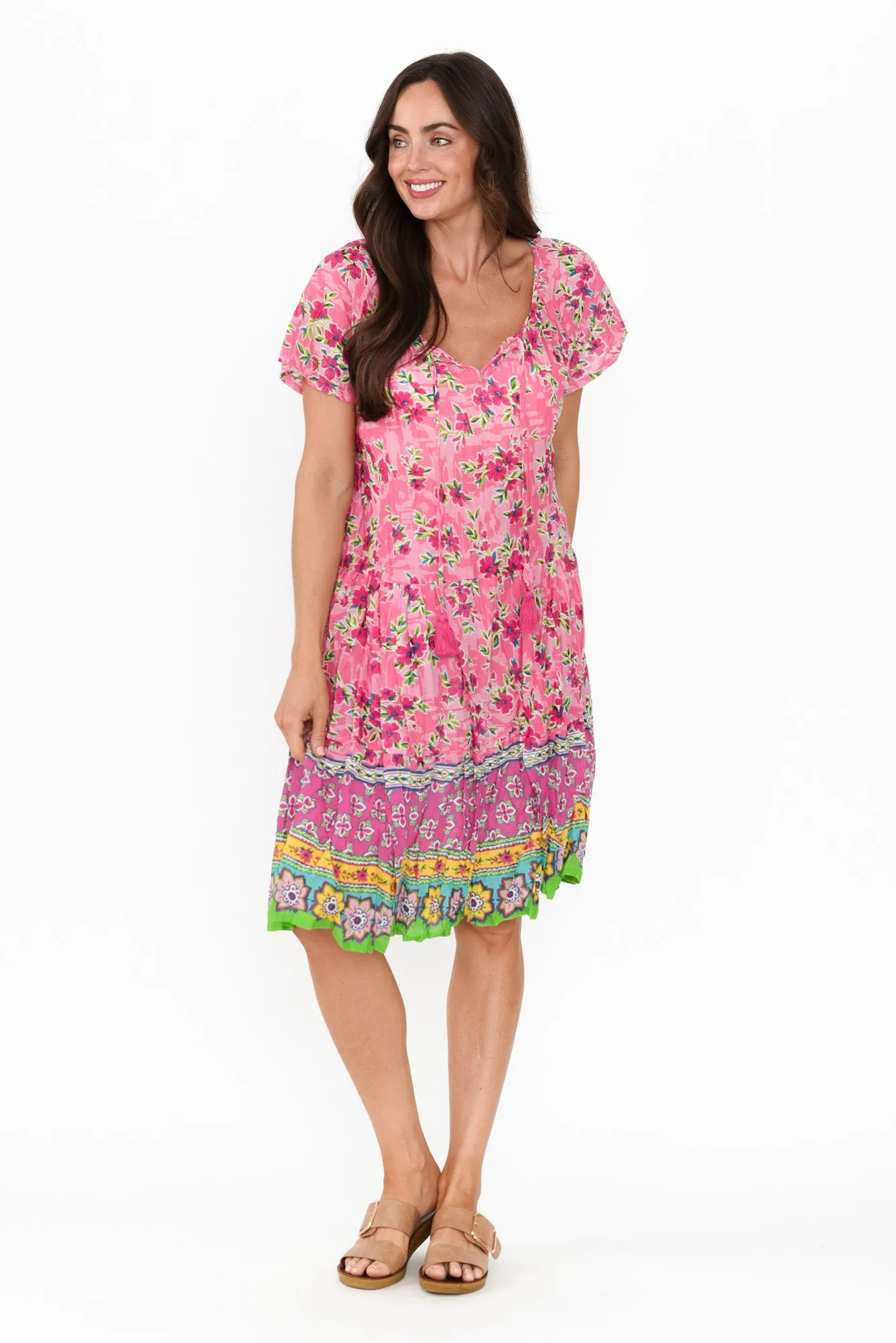 Bessie Pink Petal Cotton Tier Dress sold by Blue Bungalow product image thumbnail 2