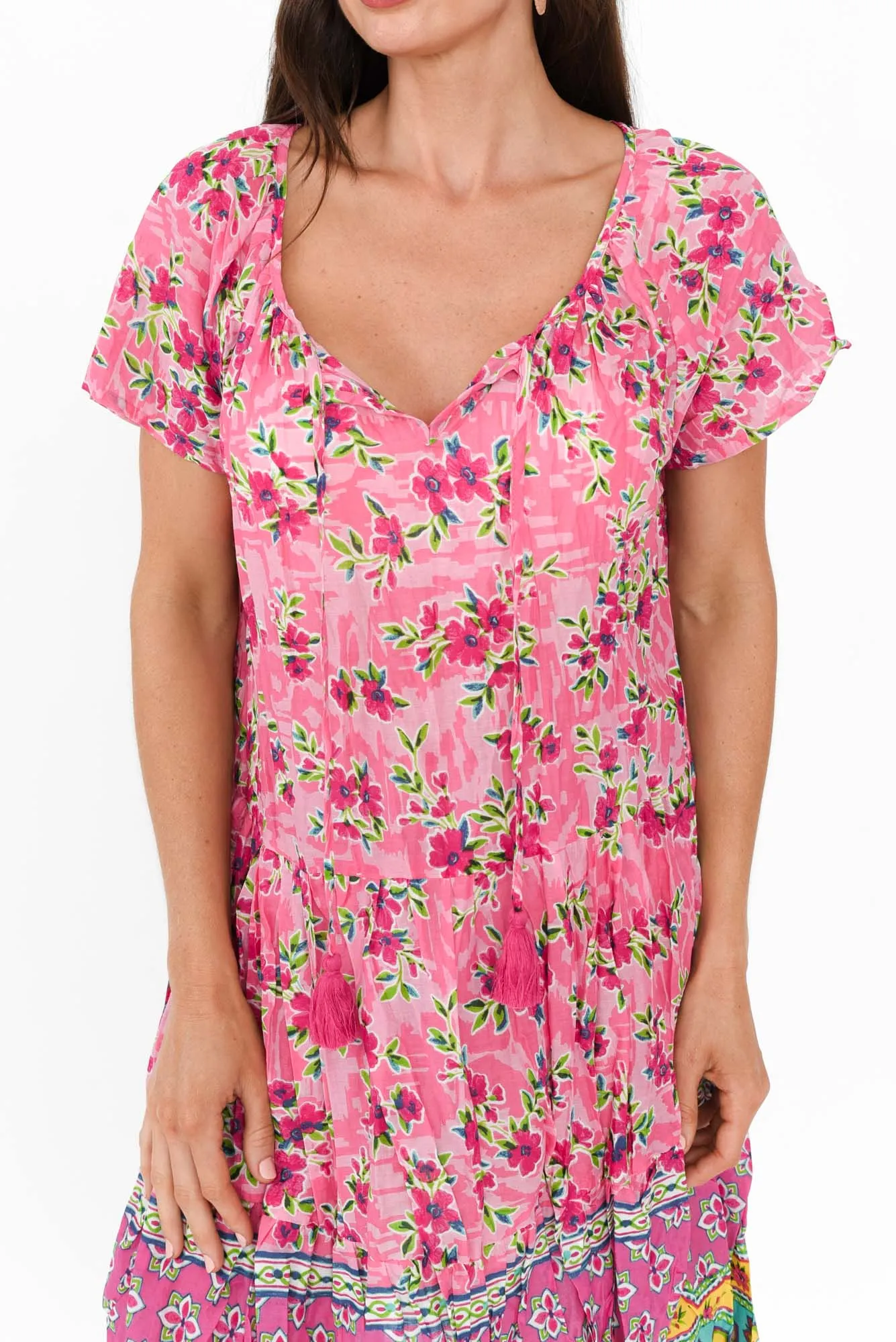 Bessie Pink Petal Cotton Tier Dress sold by Blue Bungalow product image thumbnail 5