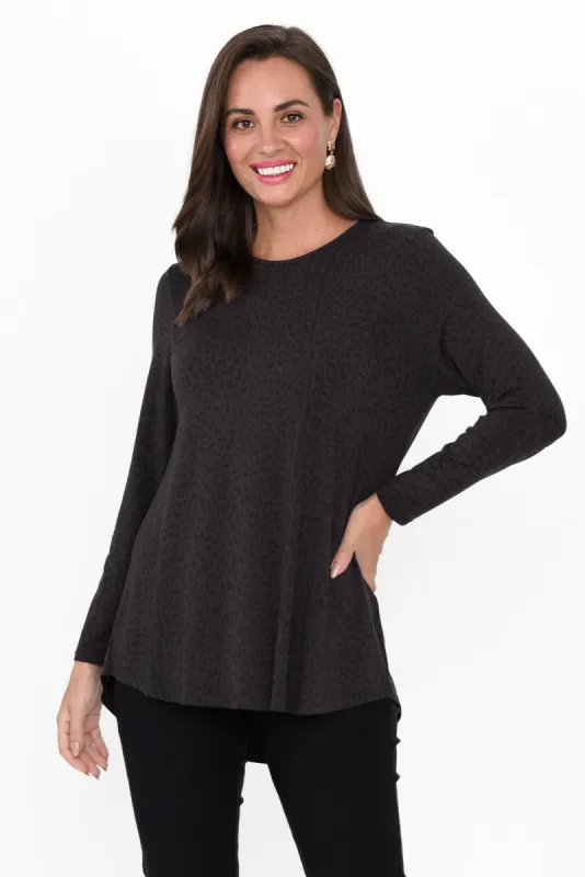 Carla Grey Leopard Micro Modal Top sold by Blue Bungalow