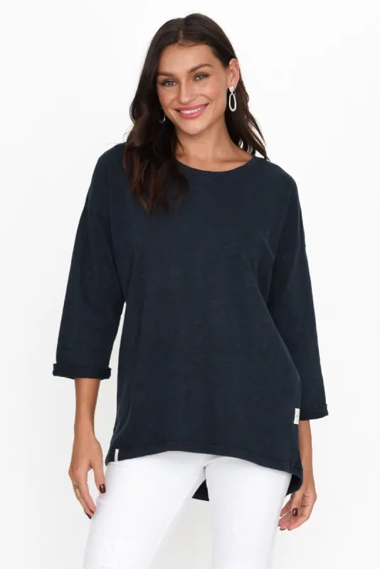 Annie Navy Cotton Top sold by Blue Bungalow