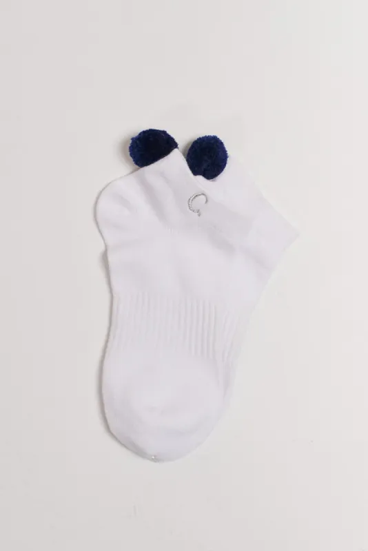 Sydney Navy Cotton Pom Pom Ankle Socks sold by Blue Bungalow