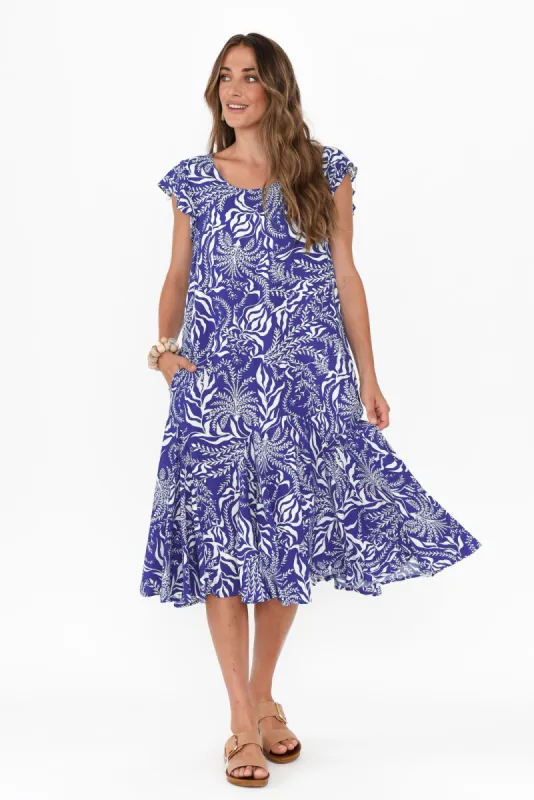 Hannah Blue Havana Midi Dress sold by Blue Bungalow