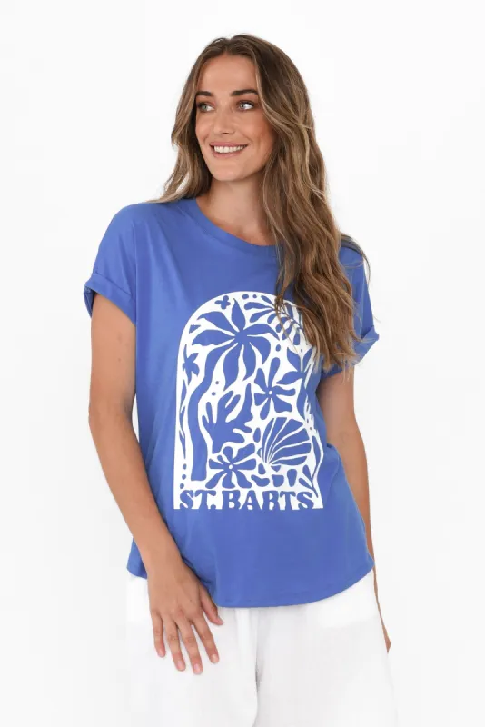Hailey Blue St Barts Cotton Tee sold by Blue Bungalow