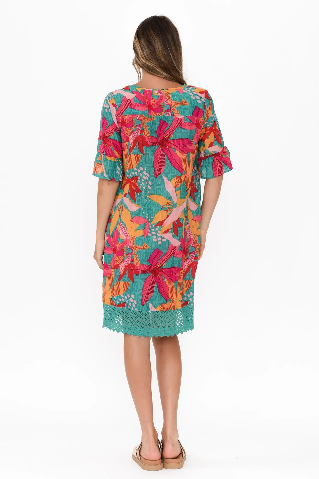 Cayman Green Floral Cotton Tunic Dress sold by Blue Bungalow product image thumbnail 4