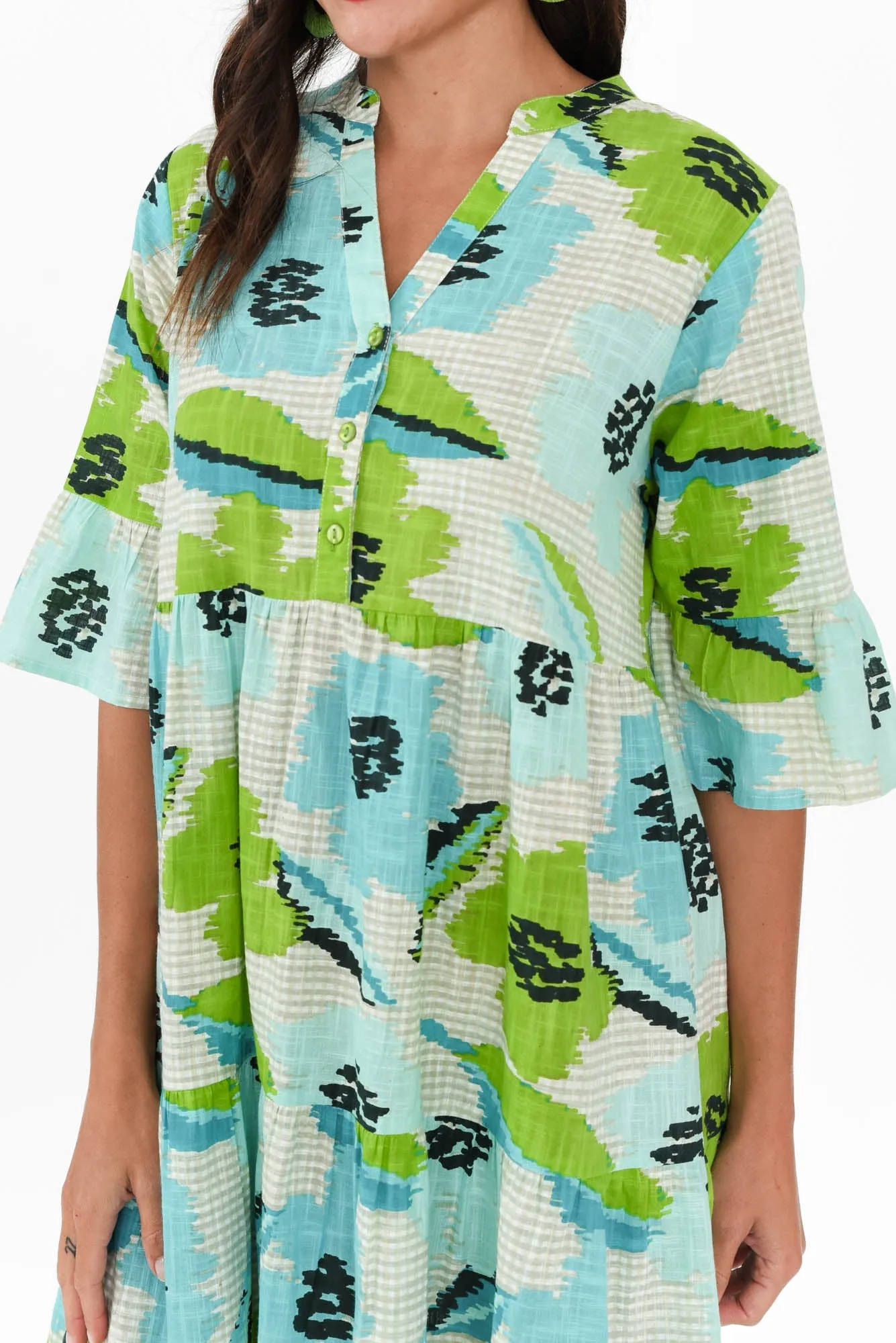 Senna Green Floral Cotton Dress sold by Blue Bungalow product image thumbnail 5