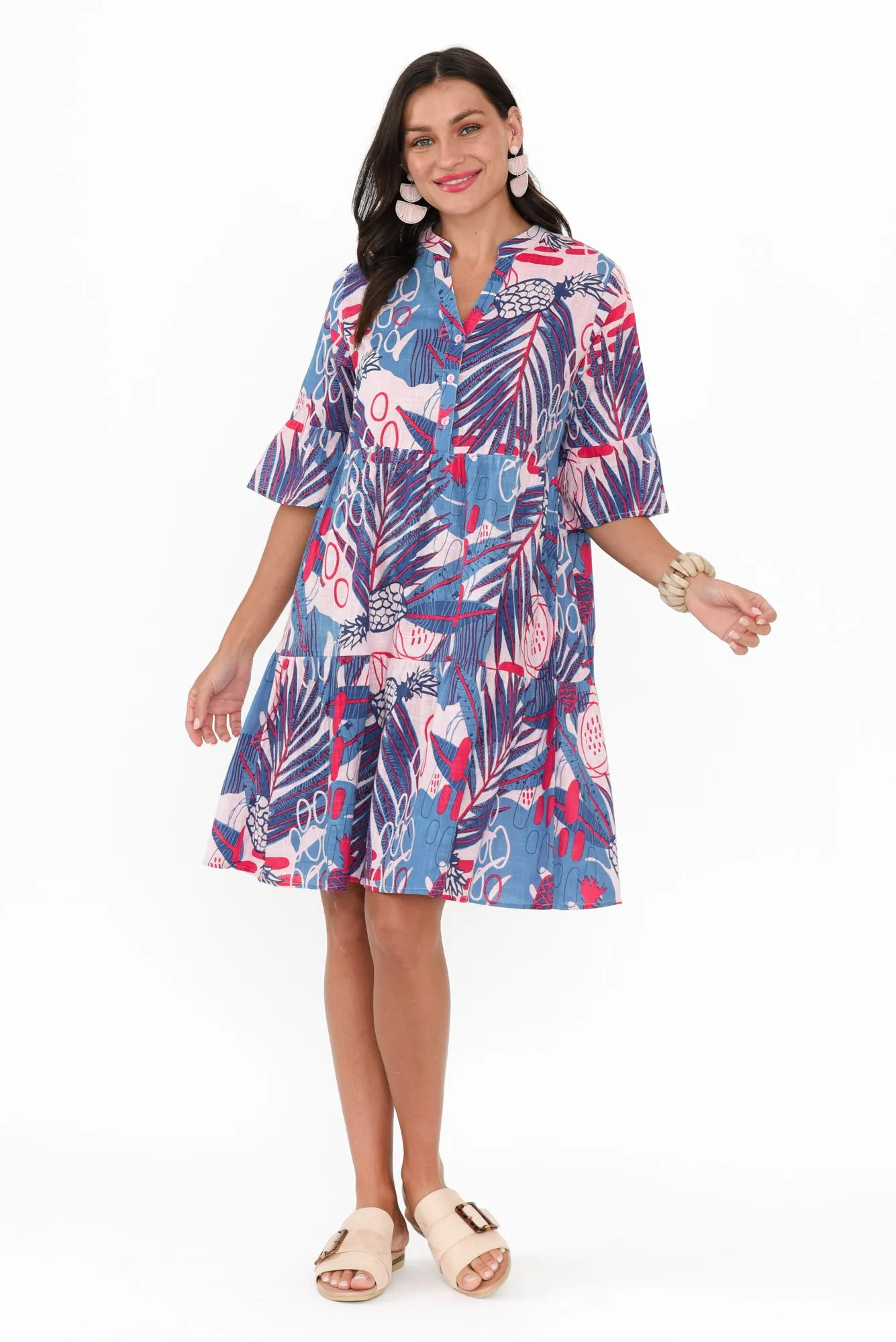 Senna Blue Tropical Cotton Dress sold by Blue Bungalow product image thumbnail 2