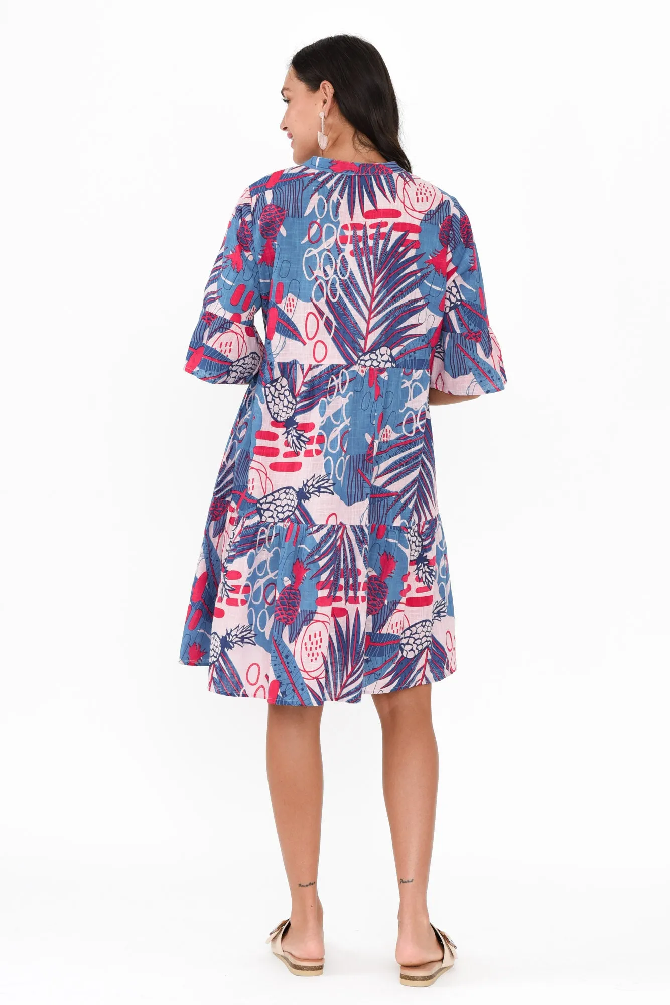 Senna Blue Tropical Cotton Dress sold by Blue Bungalow product image thumbnail 4