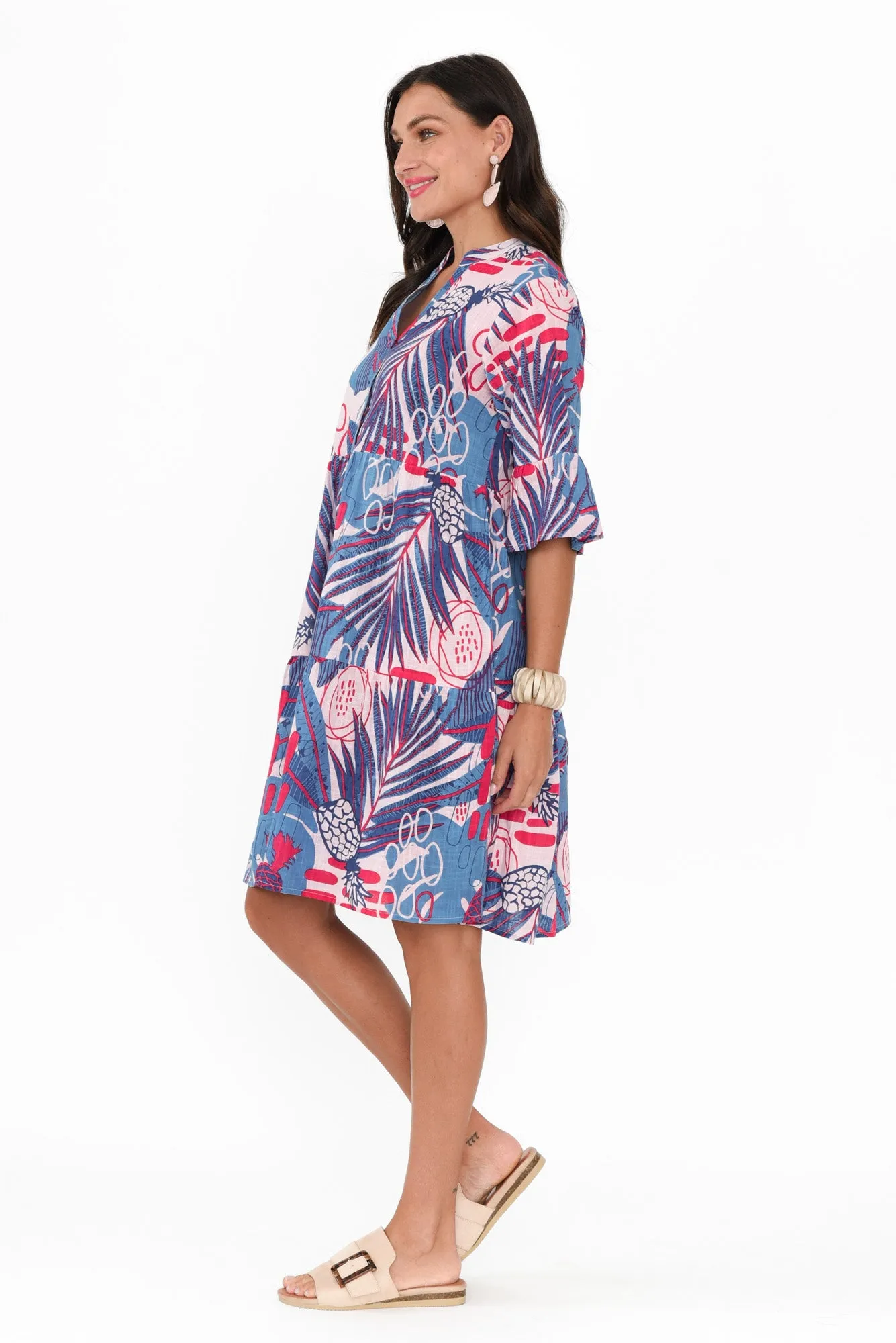 Senna Blue Tropical Cotton Dress sold by Blue Bungalow product image thumbnail 3