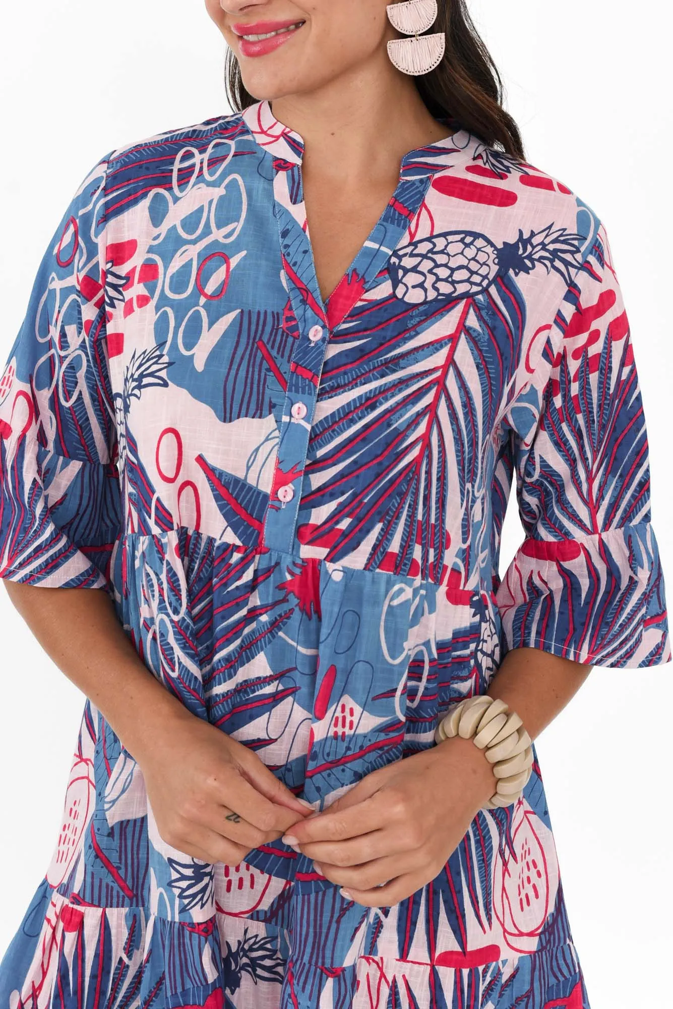 Senna Blue Tropical Cotton Dress sold by Blue Bungalow product image thumbnail 5