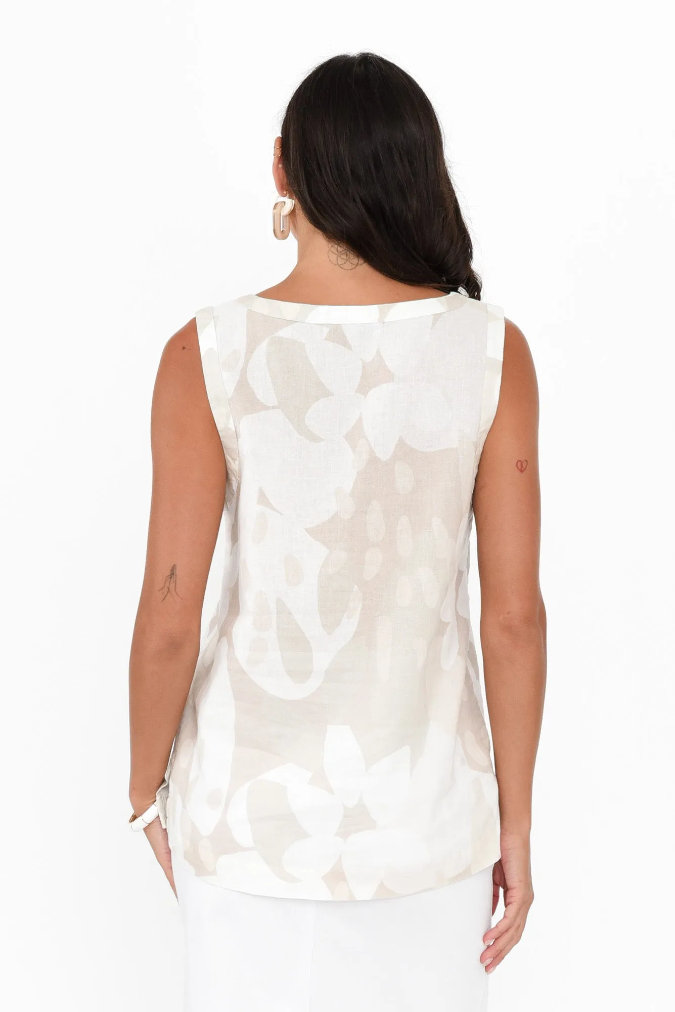 Katsia Beige Abstract Linen Cotton Tank sold by Blue Bungalow product image thumbnail 4