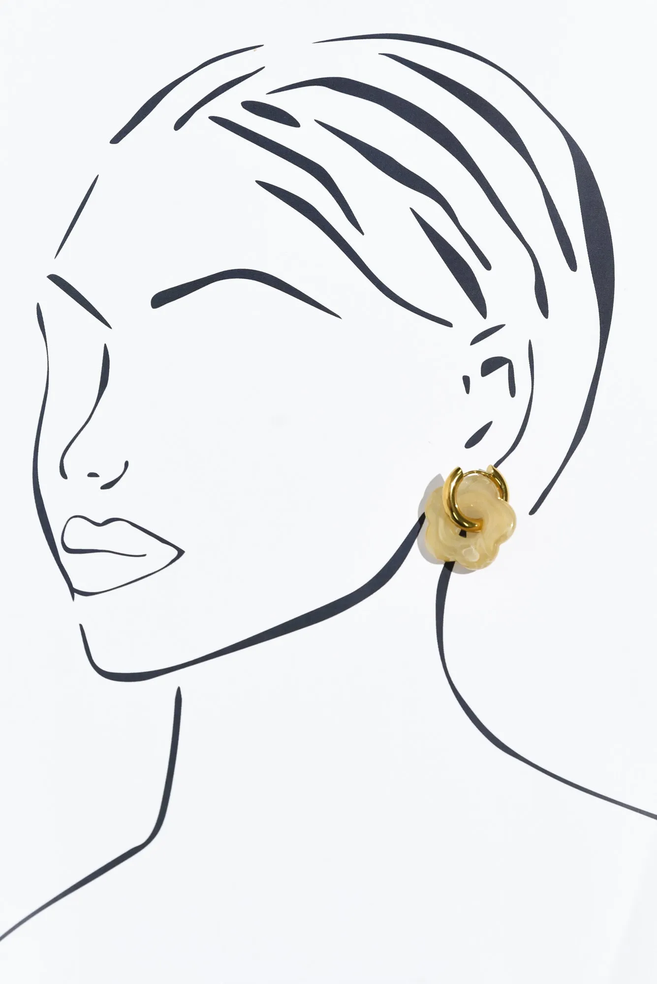 Rosalie Gold Flower Hoop Earrings sold by Blue Bungalow product image thumbnail 2