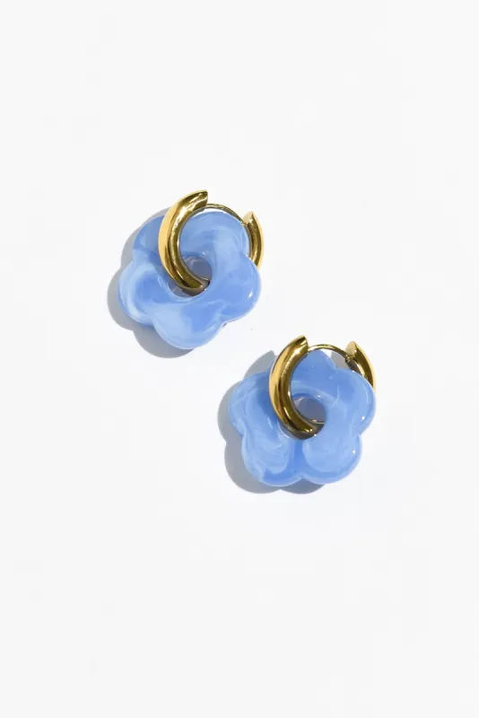 Rosalie Blue Flower Hoop Earrings sold by Blue Bungalow