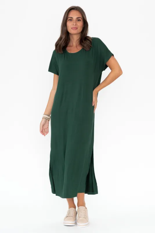Dempsey Deep Green Bamboo Midi Dress sold by Blue Bungalow