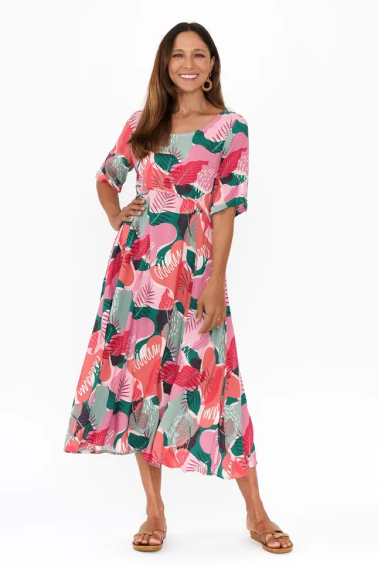 Sula Pink Leaf Pocket Dress sold by Blue Bungalow