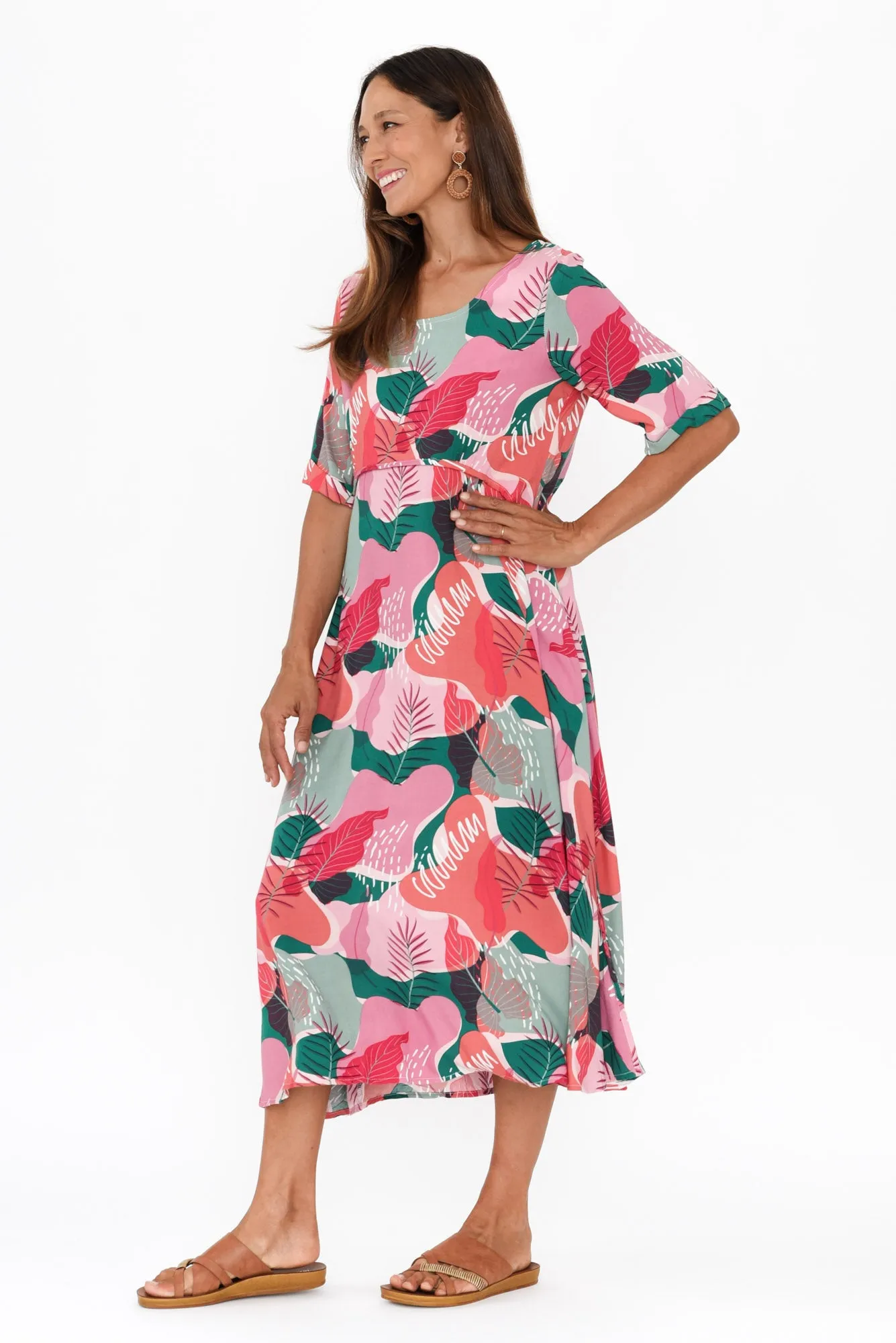 Sula Pink Leaf Pocket Dress sold by Blue Bungalow product image thumbnail 3