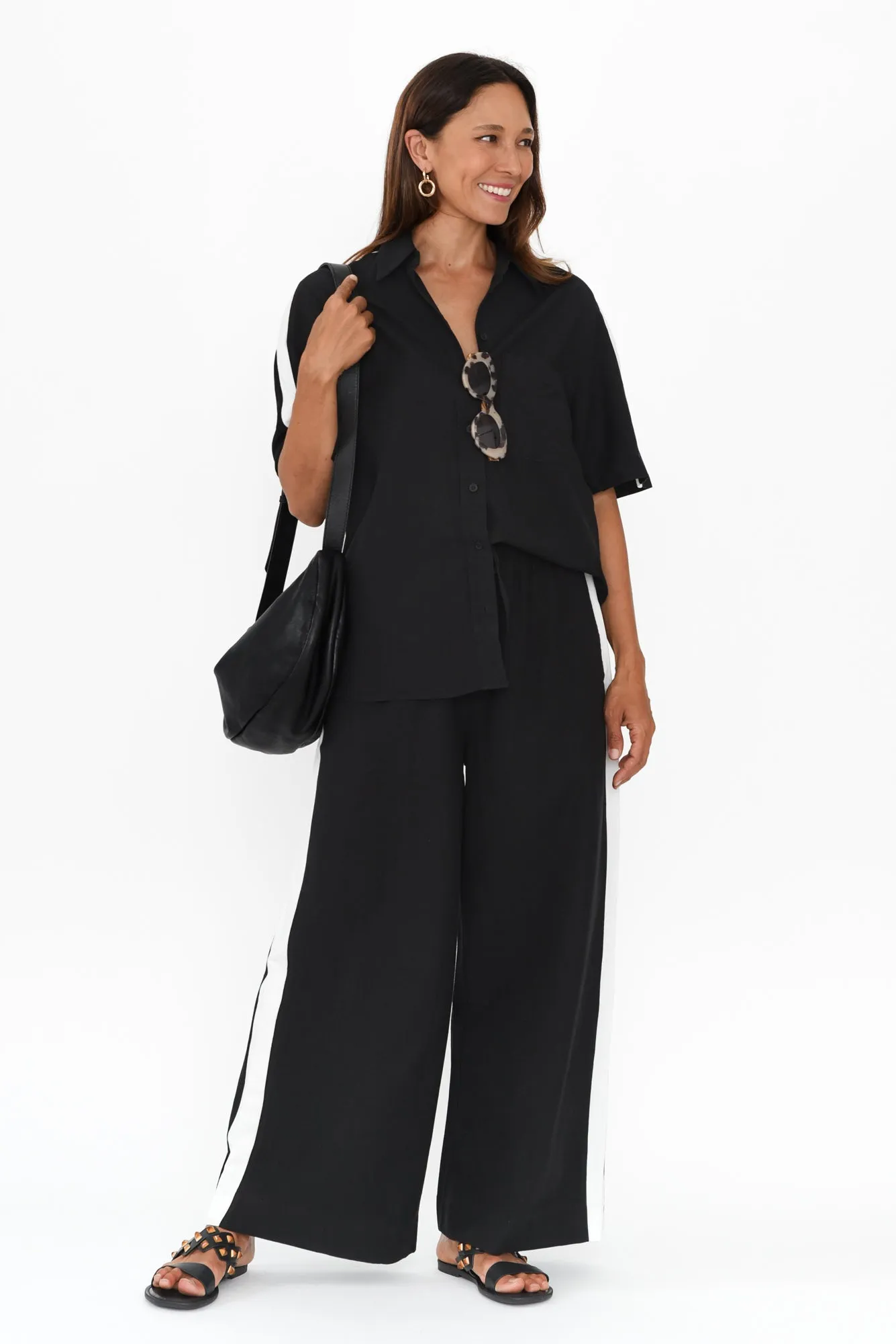 Francis Black Stripe Drawstring Pants sold by Blue Bungalow product image thumbnail 2