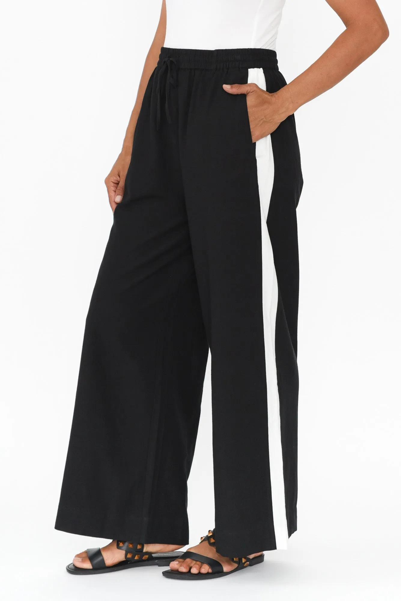 Francis Black Stripe Drawstring Pants sold by Blue Bungalow product image thumbnail 3