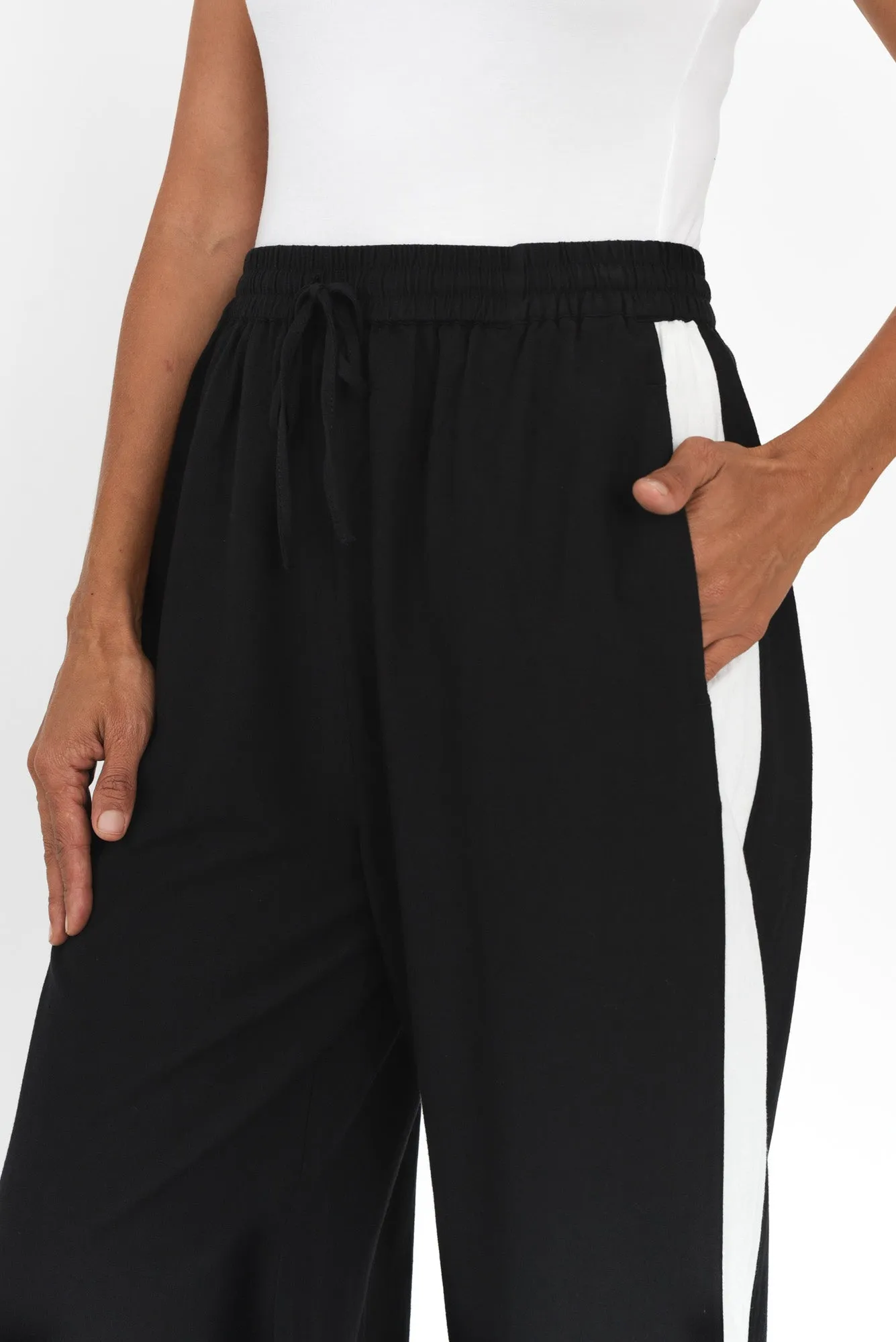 Francis Black Stripe Drawstring Pants sold by Blue Bungalow product image thumbnail 5