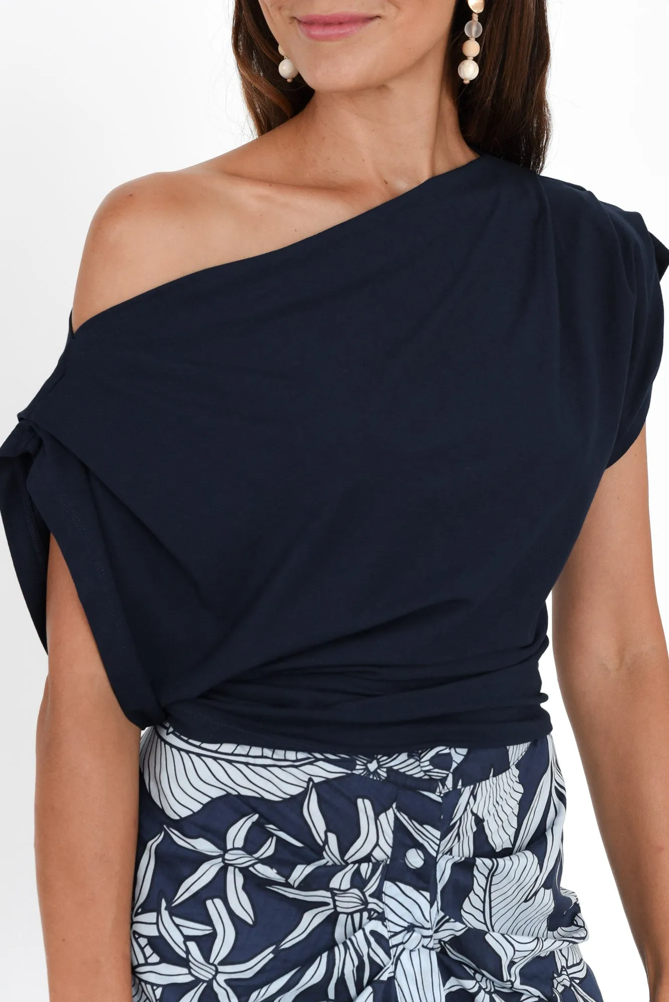 Ocher Navy Bamboo Off Shoulder Top sold by Blue Bungalow product image thumbnail 5