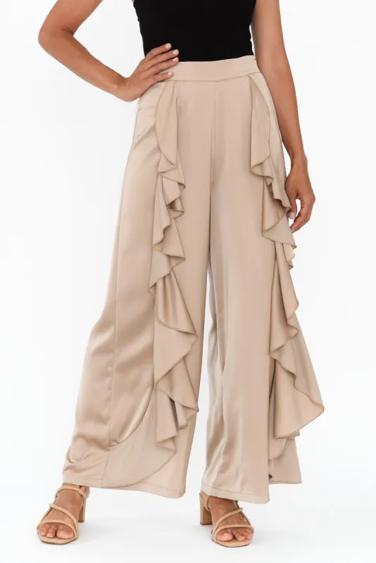 Dancer Taupe Ruffle Pants sold by Blue Bungalow