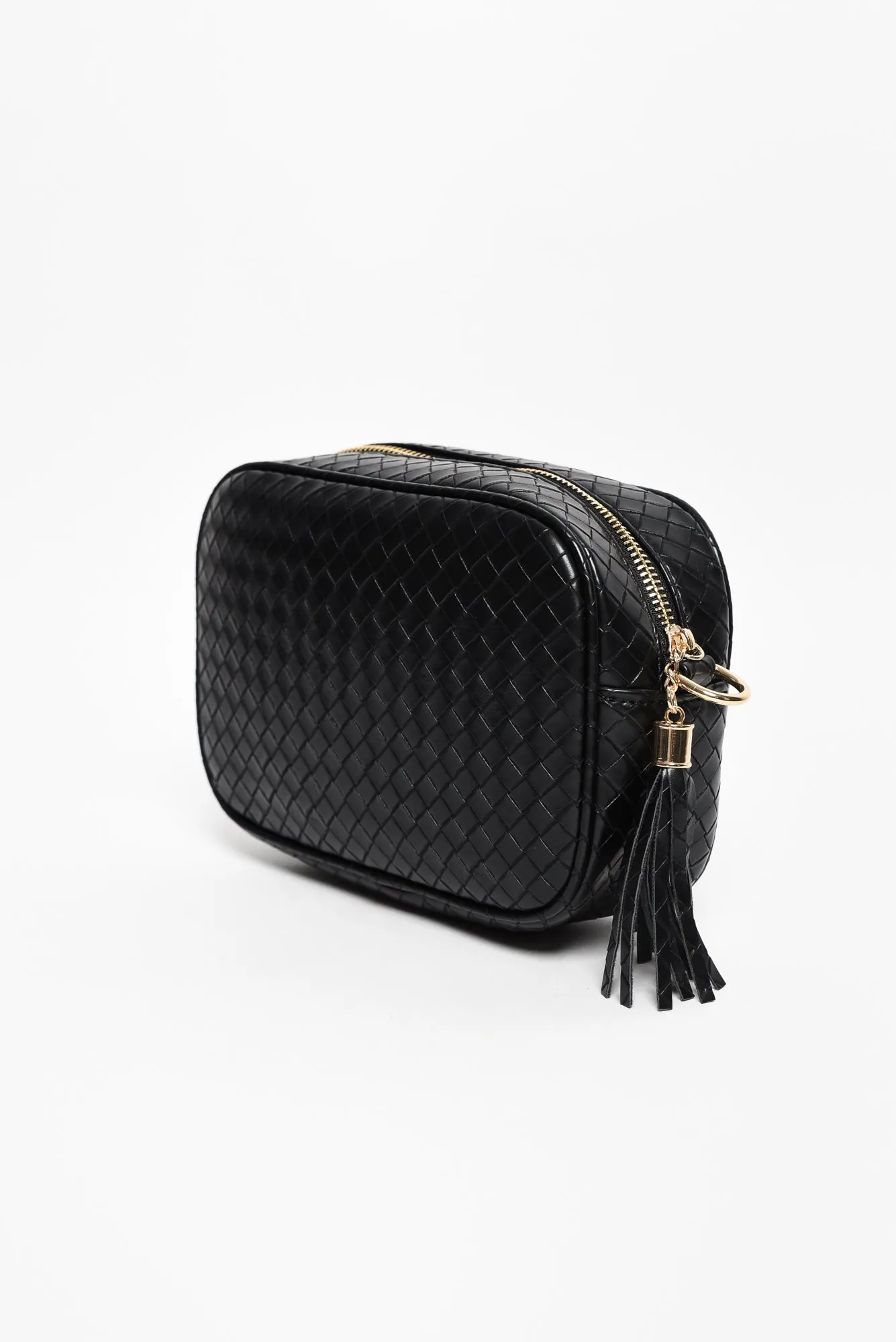 Disco Black Woven Crossbody Bag sold by Blue Bungalow