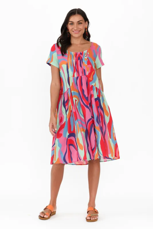 Hanoi Pink Swirl Cotton Blend Dress sold by Blue Bungalow
