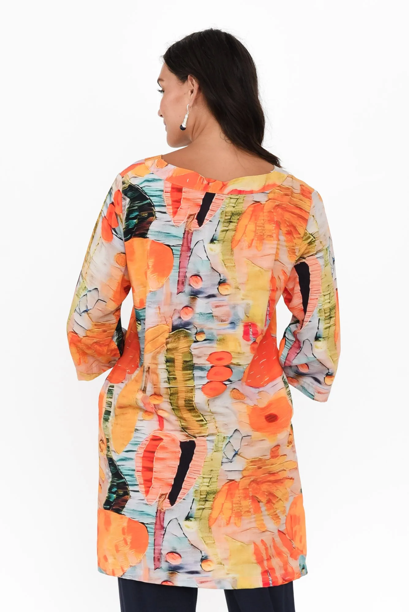 Enzo Orange Floral V Neck Tunic sold by Blue Bungalow product image thumbnail 4