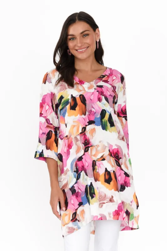 Enzo Purple Floral V Neck Tunic sold by Blue Bungalow