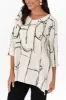 Dina Beige Geo Linen Cotton Top sold by Blue Bungalow