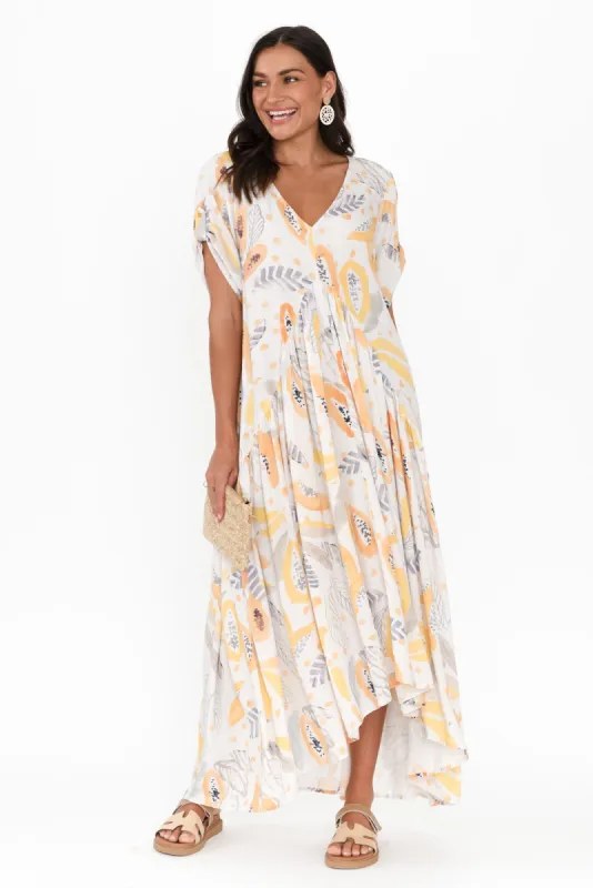 White Fruity Peak Maxi Dress sold by Blue Bungalow