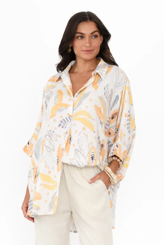 Calisa White Fruity Collared Shirt sold by Blue Bungalow