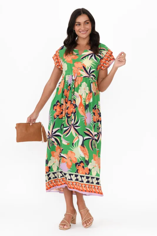 Suzette Green Tropical Midi Dress sold by Blue Bungalow
