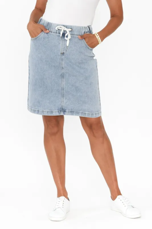 Rio Light Blue Denim Drawstring Skirt sold by Blue Bungalow