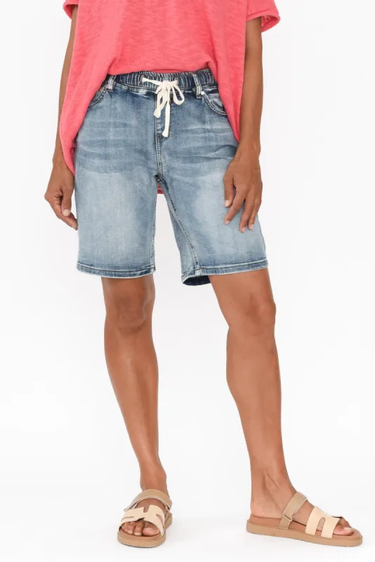 Gabby Mid Blue Denim Bermuda Short sold by Blue Bungalow