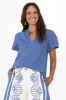 Porto Blue Linen Top sold by Blue Bungalow